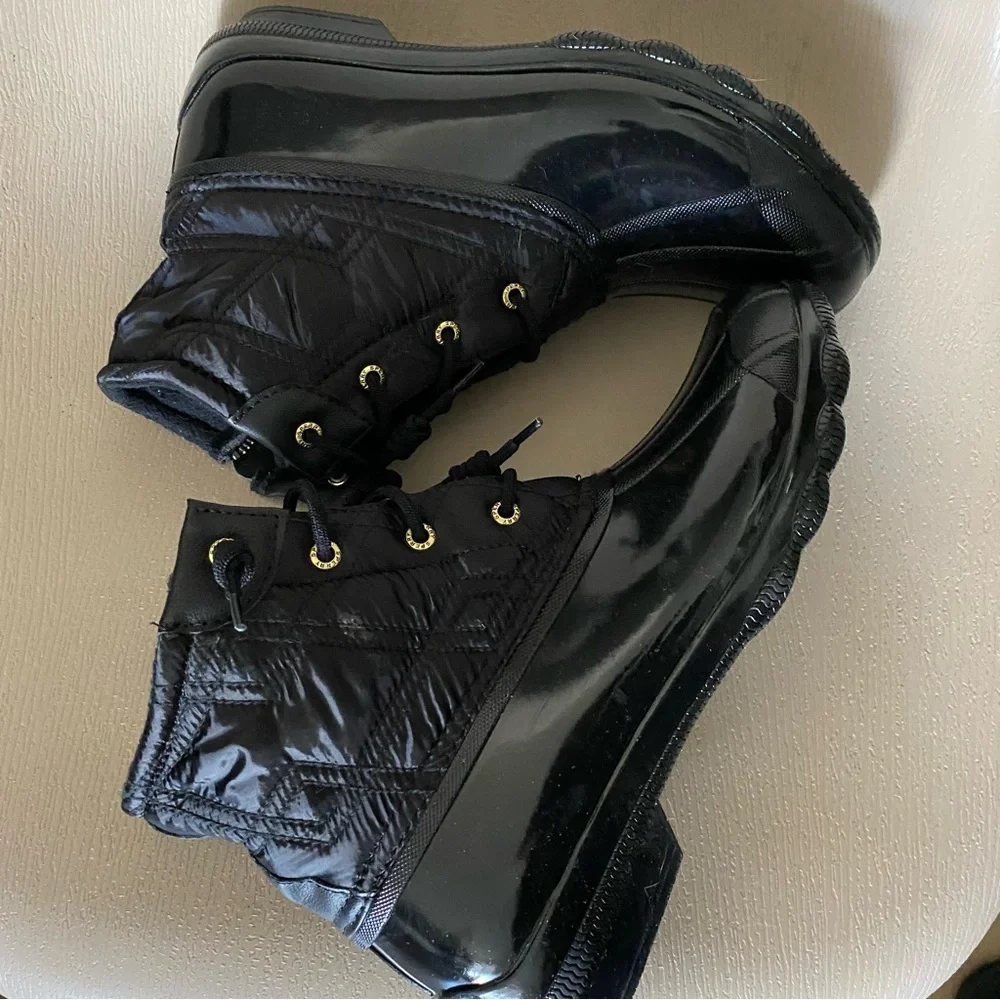 Sperry Syren Gulf Quilted zip-up Nylon Duck Boots Black 10 M Women waterproof